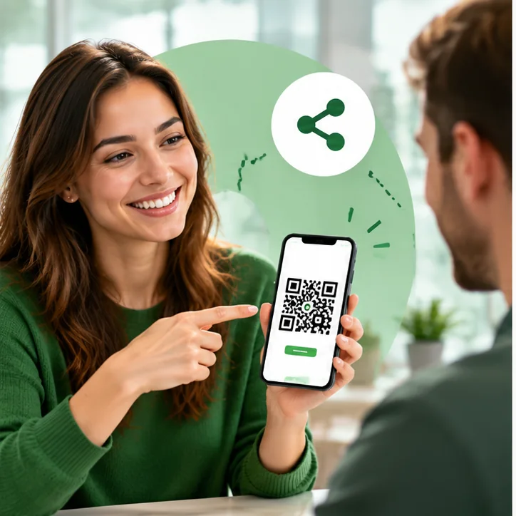 Showing a referral QR code on a smartphone
